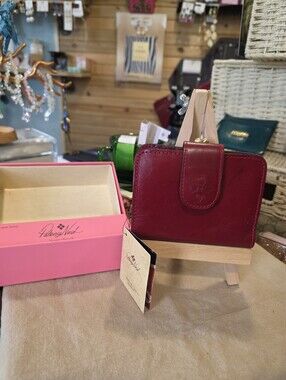 Patricia Nash Red Leather Wallet with Gold-Tone Kiss Lock Brand New W/tags